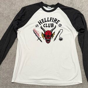 Hellfire Club Graphic Raglan Shirt - Black and White